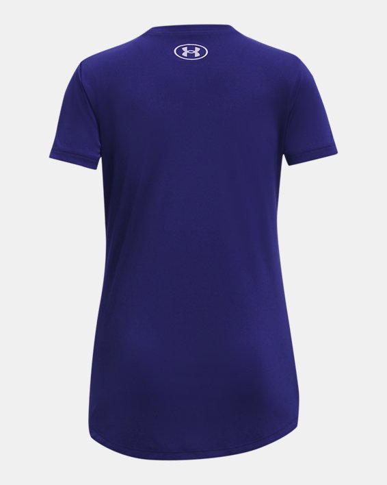 Girls' UA Tech™ Big Logo Short Sleeve, Blue, pdpMainDesktop image number 1